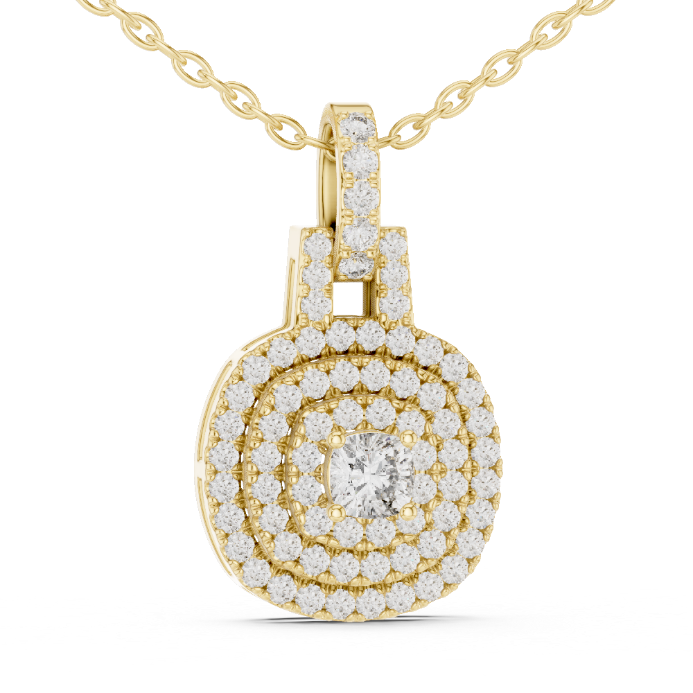 Triple Halo Cushion Cut Lab Grown Diamond Medallion Pendant