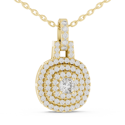 Triple Halo Cushion Cut Lab Grown Diamond Medallion Pendant