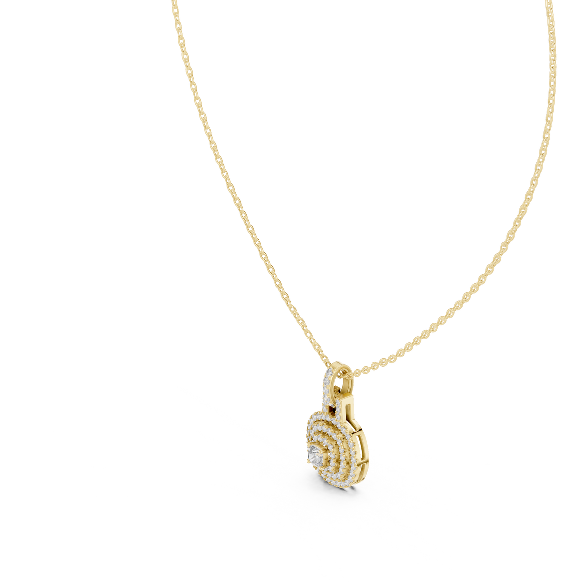 Triple Halo Cushion Cut Lab Grown Diamond Medallion Pendant