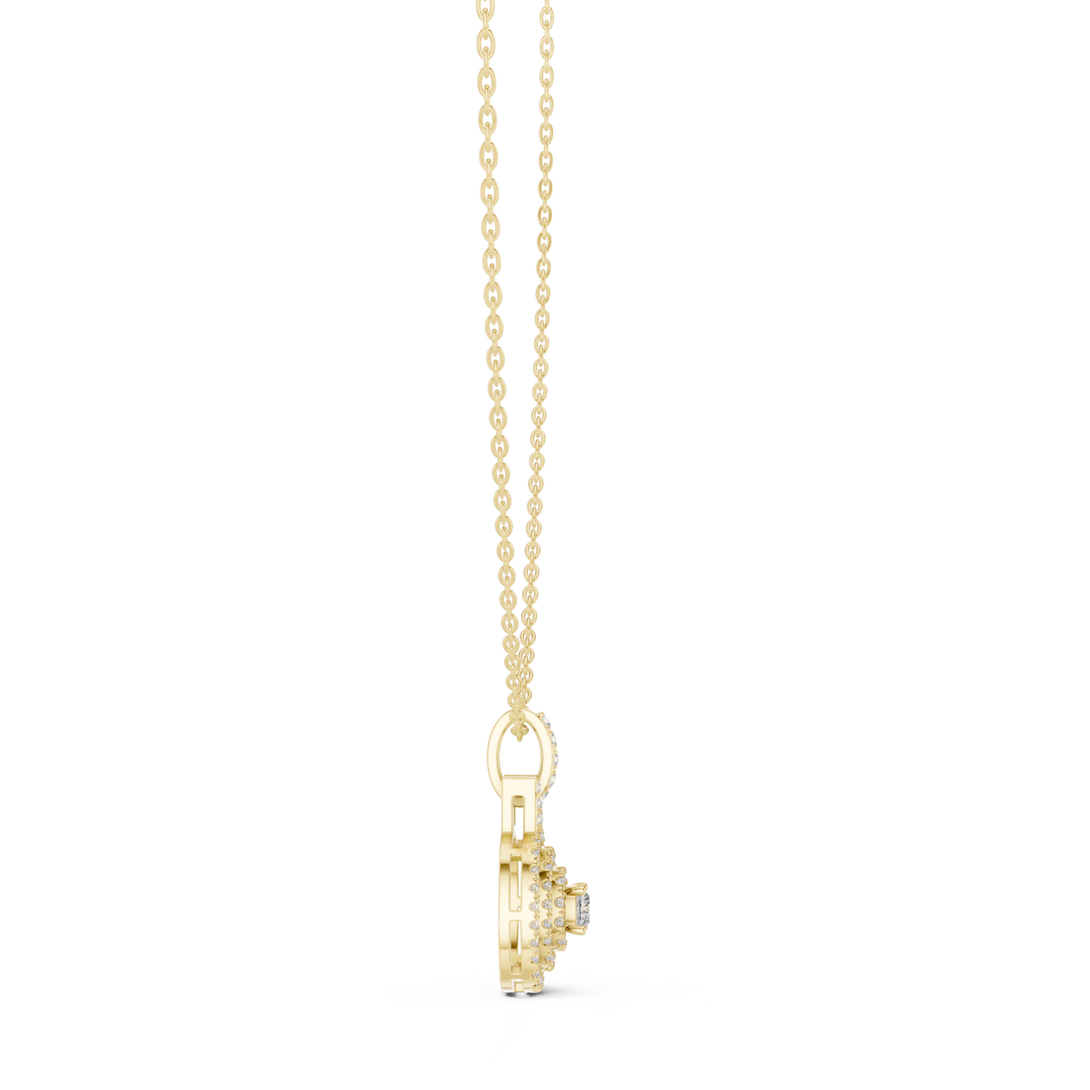 Triple Halo Cushion Cut Lab Grown Diamond Medallion Pendant