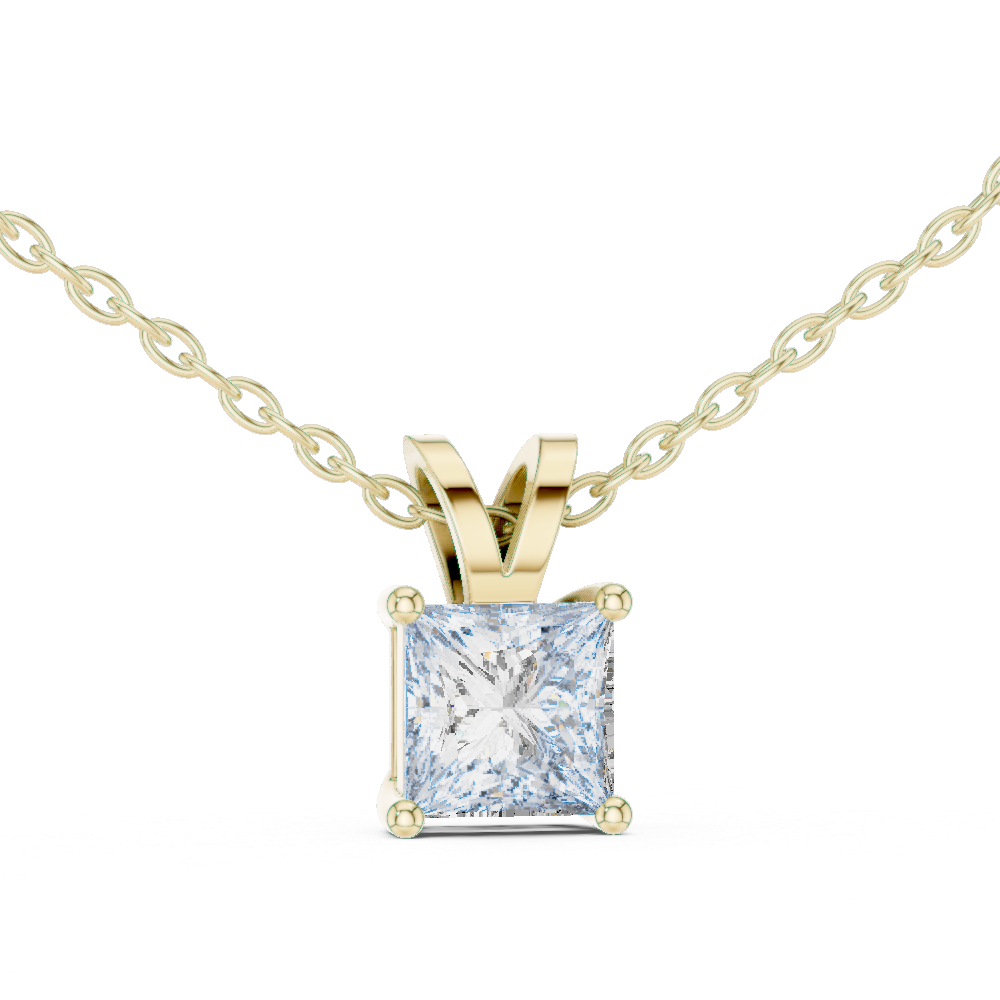 Princess Cut Lab Grown Diamond Solitaire Pendant with V-Bail