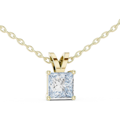 Princess Cut Lab Grown Diamond Solitaire Pendant with V-Bail