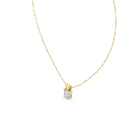 Princess Cut Lab Grown Diamond Solitaire Pendant with V-Bail