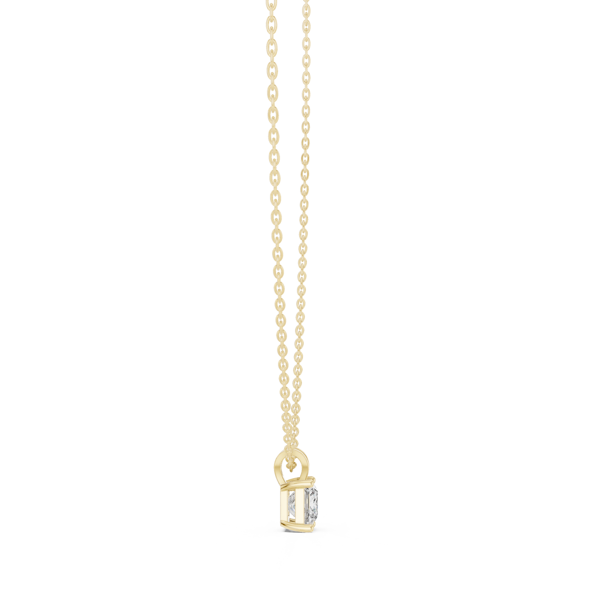 Princess Cut Lab Grown Diamond Solitaire Pendant with V-Bail