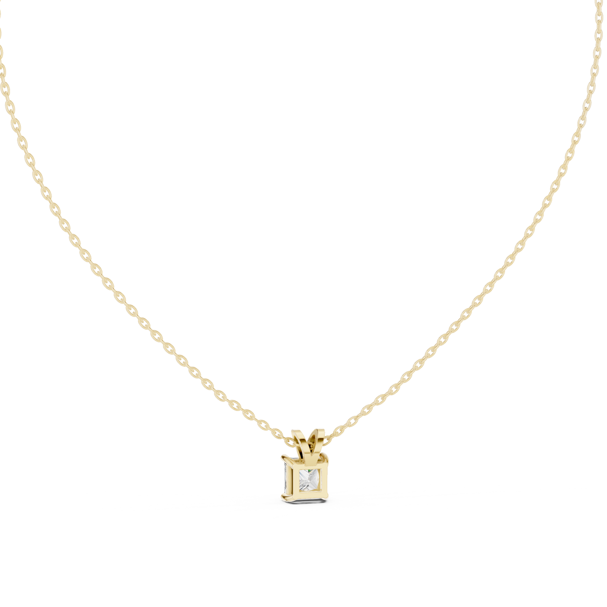 Princess Cut Lab Grown Diamond Solitaire Pendant with V-Bail