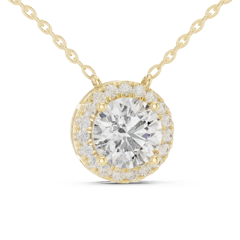 Classic Pave Halo Round Lab Grown Diamond Pendant