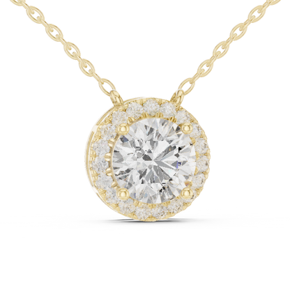 Classic Pave Halo Round Lab Grown Diamond Pendant