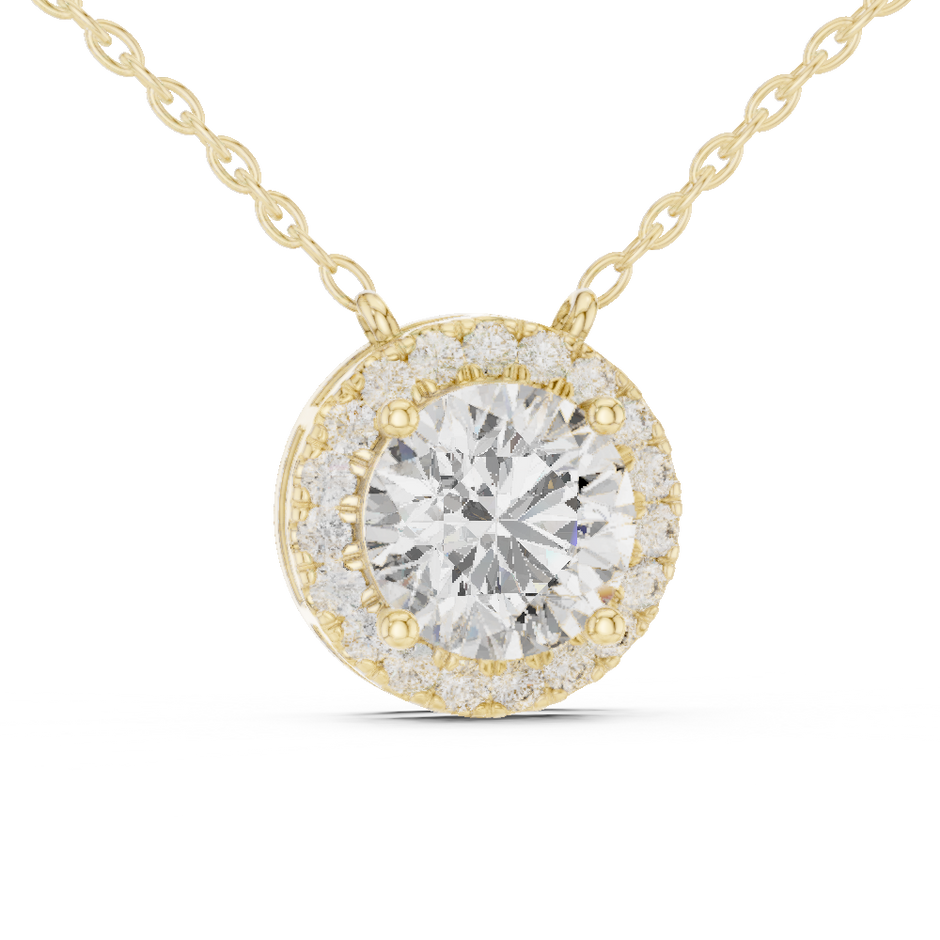 Classic Pave Halo Round Lab Grown Diamond Pendant