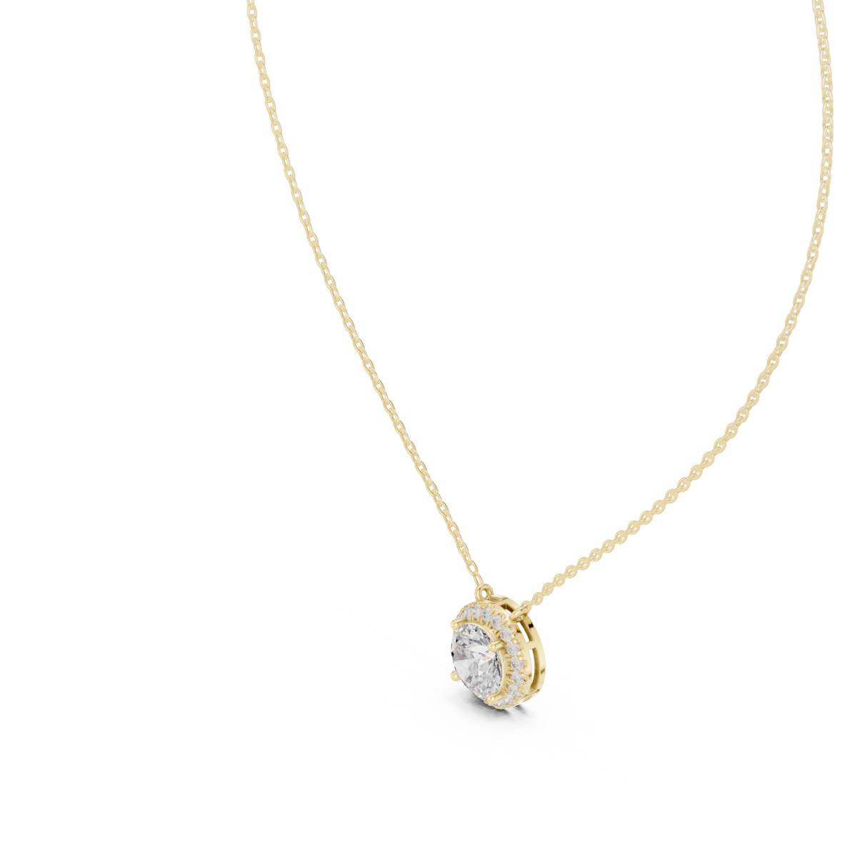 Classic Pave Halo Round Lab Grown Diamond Pendant