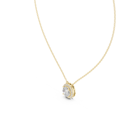 Classic Pave Halo Round Lab Grown Diamond Pendant