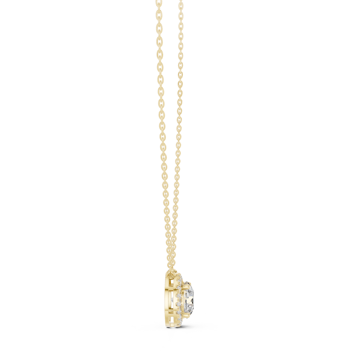 Classic Pave Halo Round Lab Grown Diamond Pendant