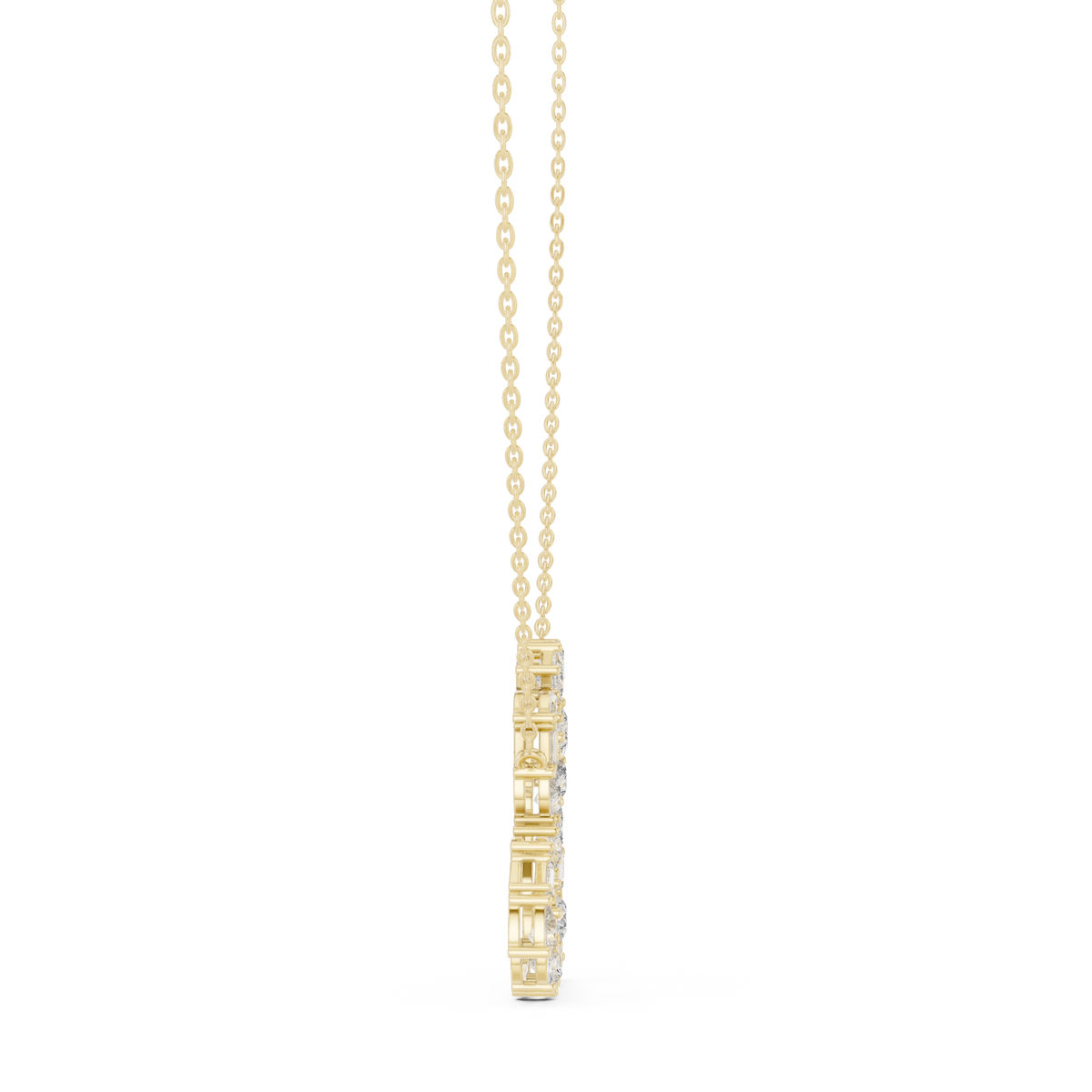 Multi-Shape Fancy Cut Lab Grown Diamond Open Heart Pendant in Gold