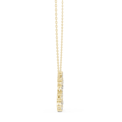 Multi-Shape Fancy Cut Lab Grown Diamond Open Heart Pendant in Gold
