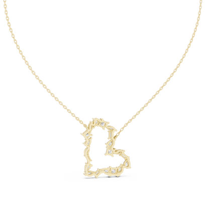 Multi-Shape Fancy Cut Lab Grown Diamond Open Heart Pendant in Gold