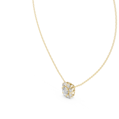 Cushion Cut Lab Grown Diamond Floral Pear Halo Pendant