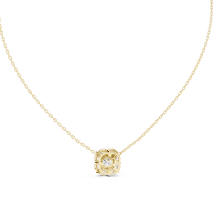 Cushion Cut Lab Grown Diamond Floral Pear Halo Pendant