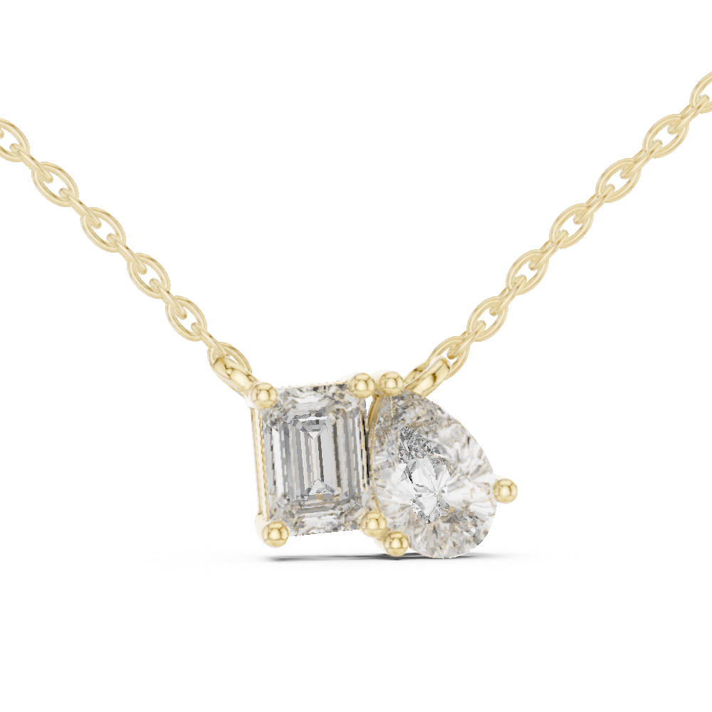 Emerald & Pear Cut Lab Grown Diamond "Toi et Moi" Pendant
