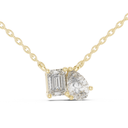 Emerald & Pear Cut Lab Grown Diamond "Toi et Moi" Pendant