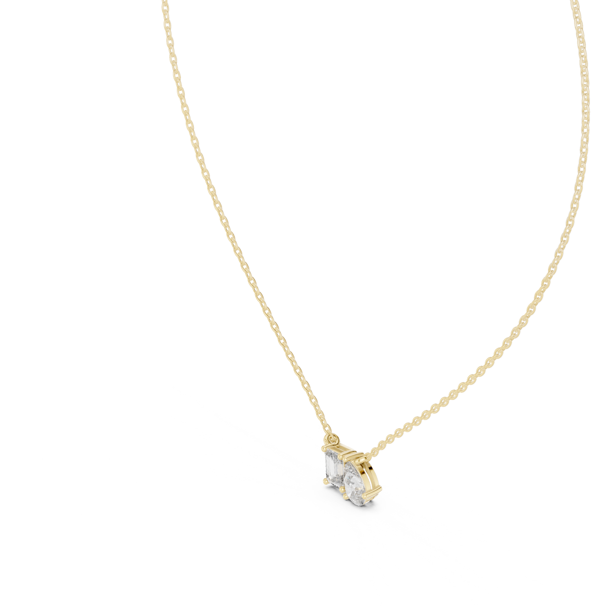 Emerald & Pear Cut Lab Grown Diamond "Toi et Moi" Pendant