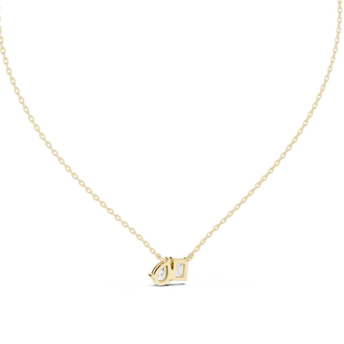 Emerald & Pear Cut Lab Grown Diamond "Toi et Moi" Pendant