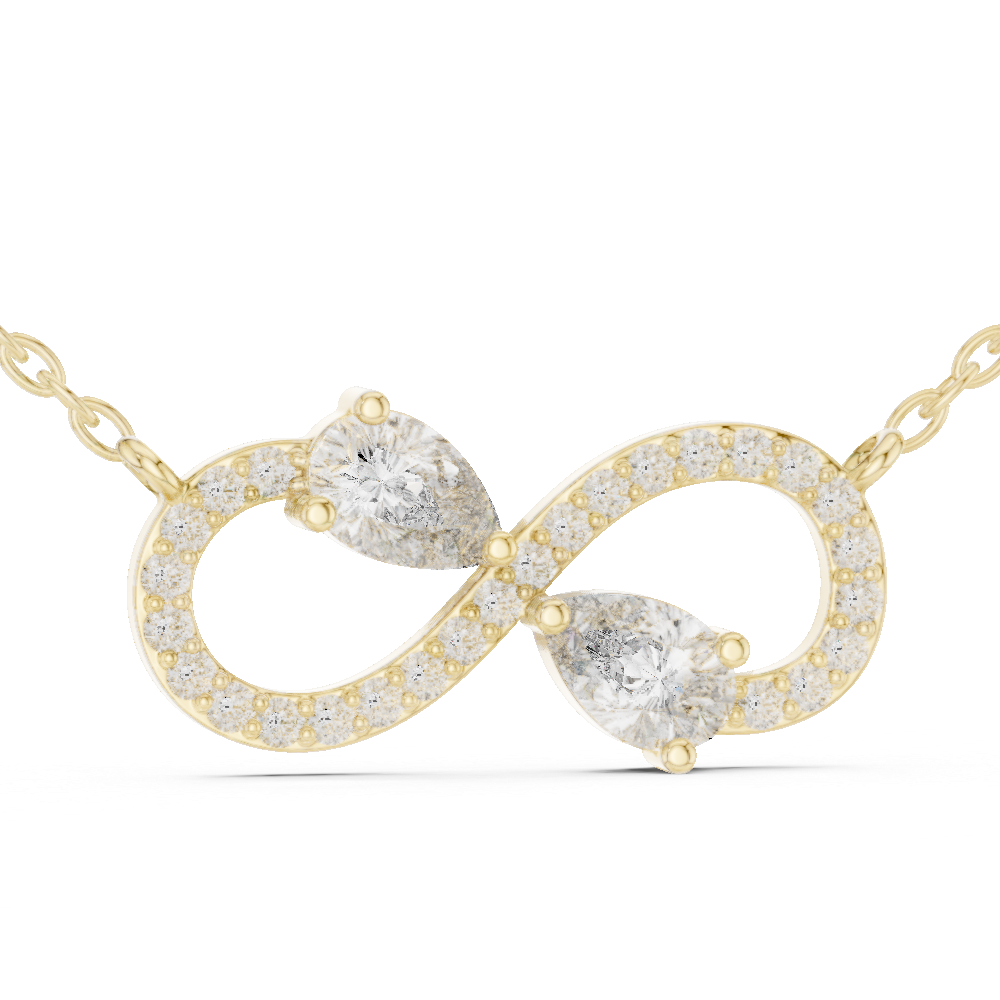 Dual Pear Cut Lab Grown Diamond Pave Infinity Ribbon Pendant