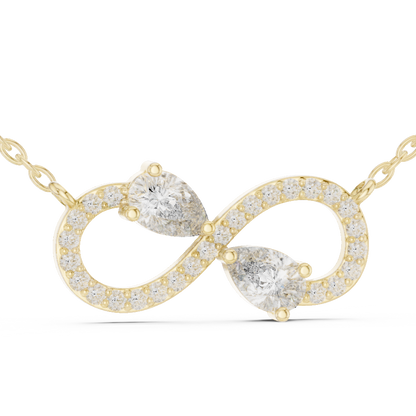 Dual Pear Cut Lab Grown Diamond Pave Infinity Ribbon Pendant