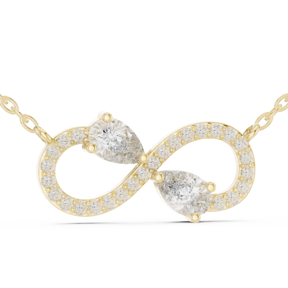 Dual Pear Cut Lab Grown Diamond Pave Infinity Ribbon Pendant
