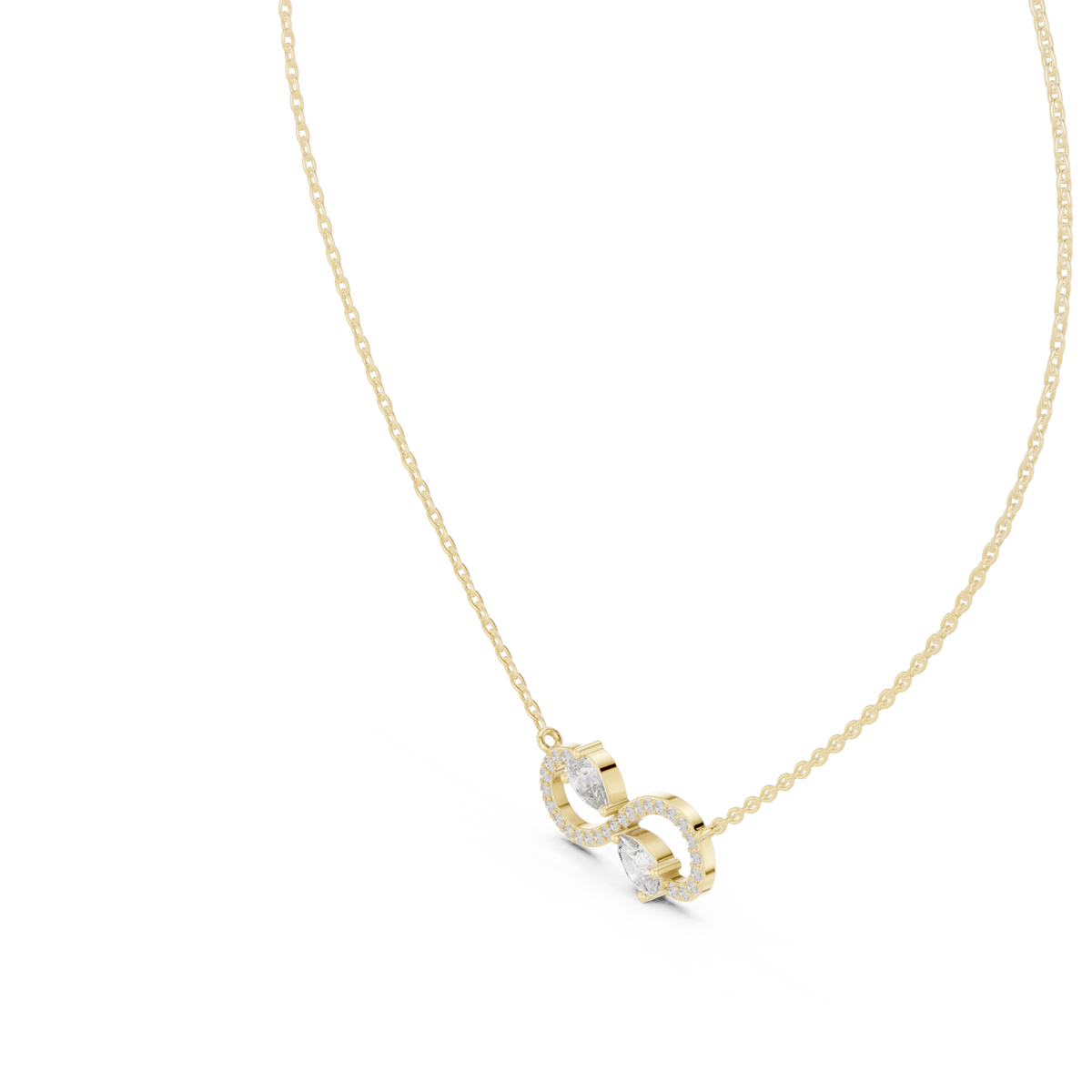 Dual Pear Cut Lab Grown Diamond Pave Infinity Ribbon Pendant