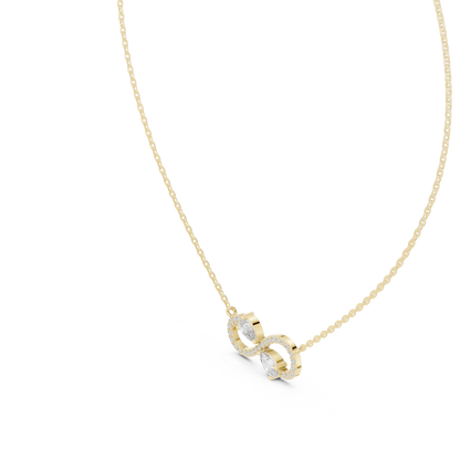 Dual Pear Cut Lab Grown Diamond Pave Infinity Ribbon Pendant