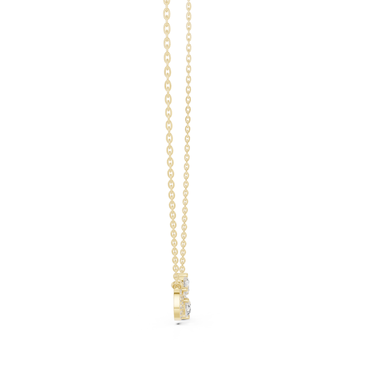 Dual Pear Cut Lab Grown Diamond Pave Infinity Ribbon Pendant