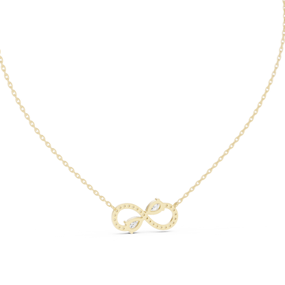 Dual Pear Cut Lab Grown Diamond Pave Infinity Ribbon Pendant