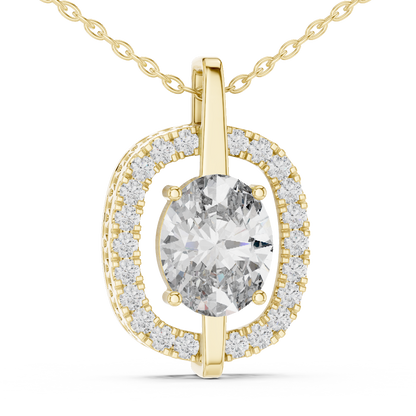 Oval Cut Lab Grown Diamond Floating Medallion Halo Pendant