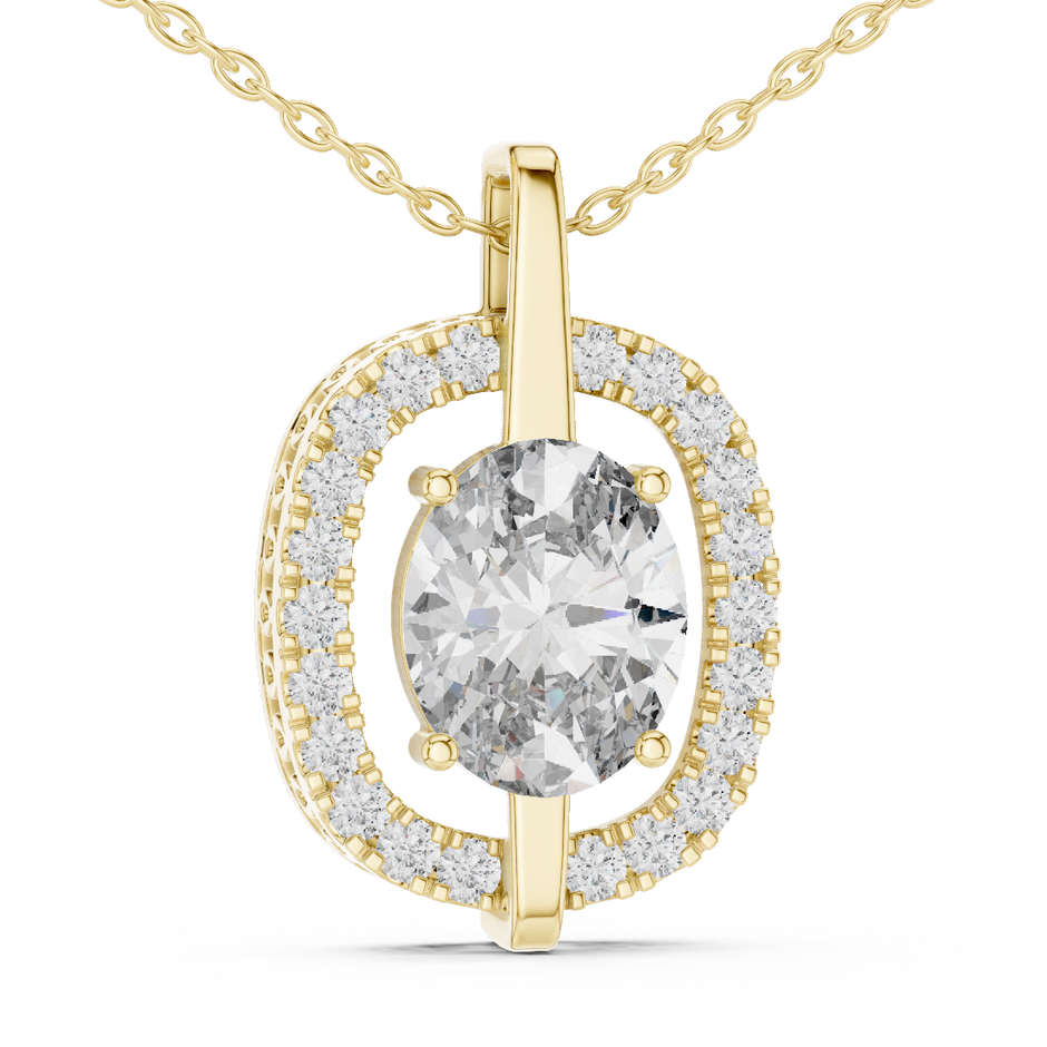 Oval Cut Lab Grown Diamond Floating Medallion Halo Pendant