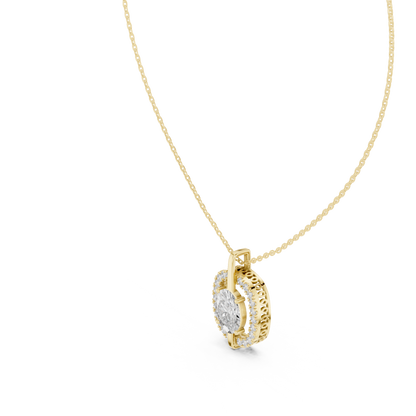 Oval Cut Lab Grown Diamond Floating Medallion Halo Pendant