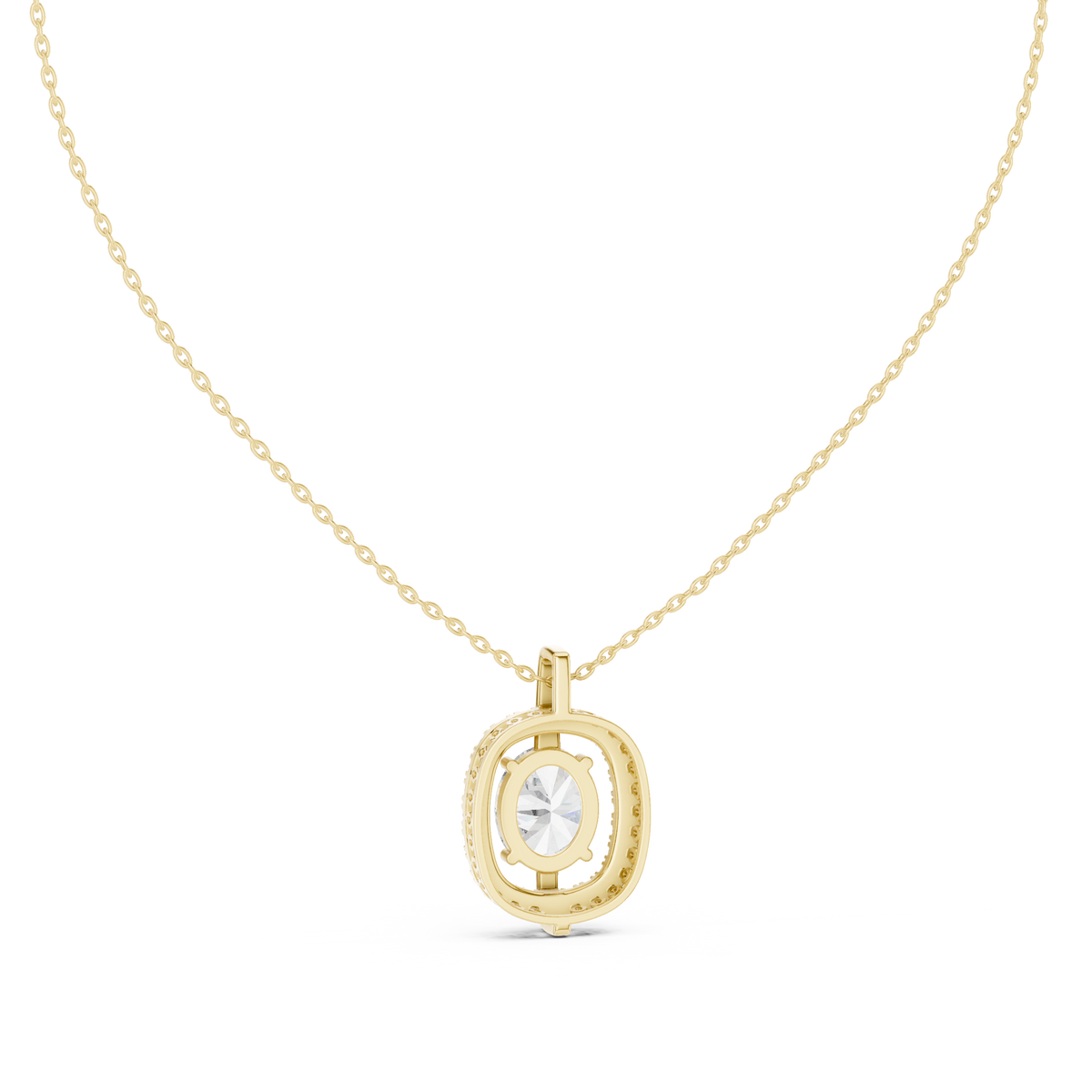 Oval Cut Lab Grown Diamond Floating Medallion Halo Pendant