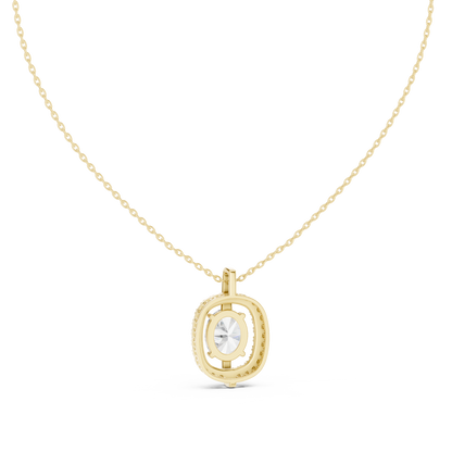 Oval Cut Lab Grown Diamond Floating Medallion Halo Pendant