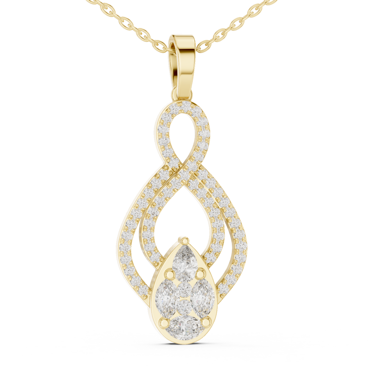Marquise & Pear Cluster Pave Infinity Lab Grown Diamond Drop Pendant