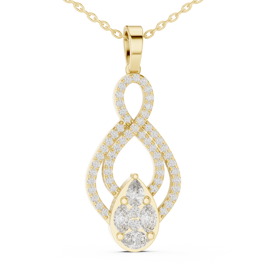 Marquise & Pear Cluster Pave Infinity Lab Grown Diamond Drop Pendant