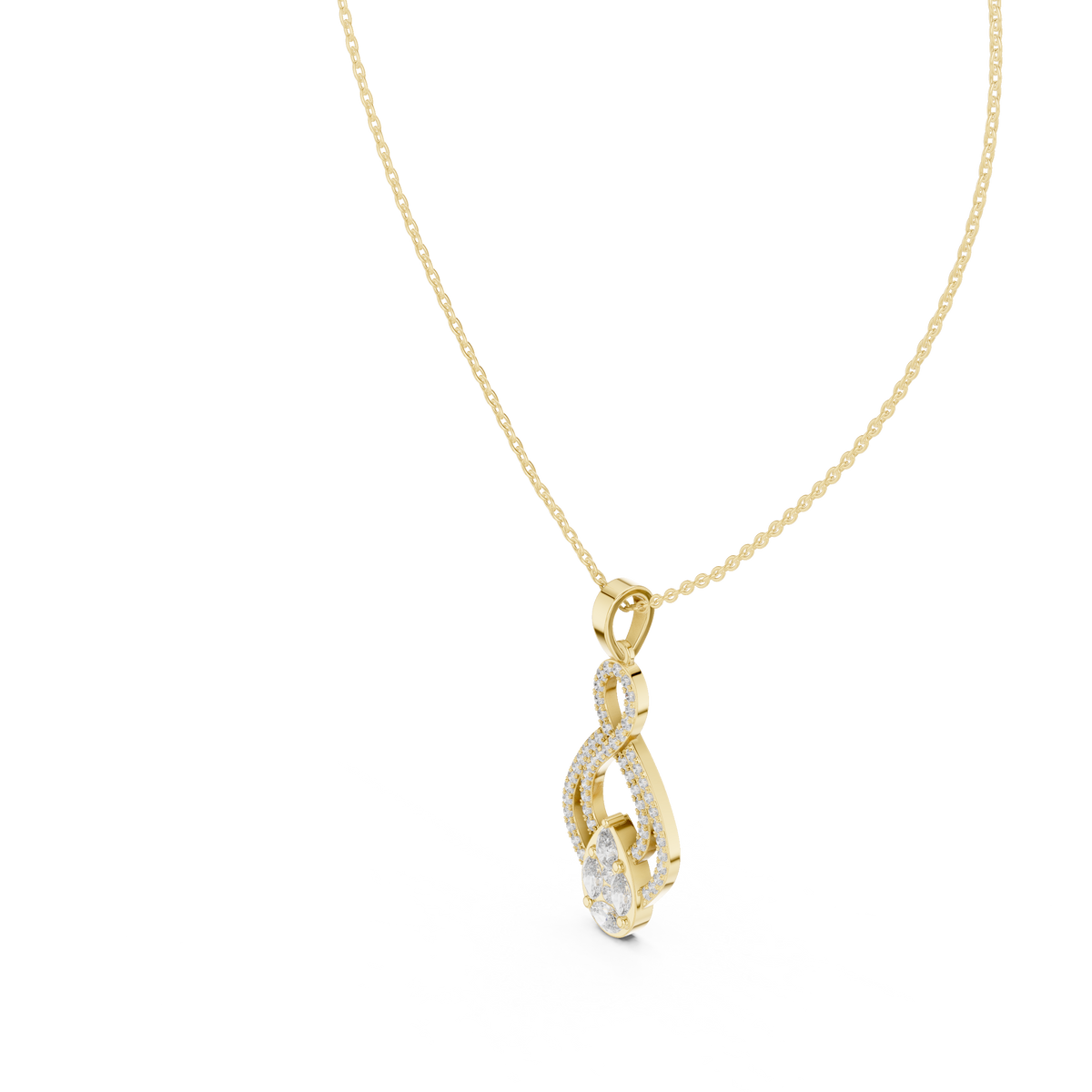 Marquise & Pear Cluster Pave Infinity Lab Grown Diamond Drop Pendant