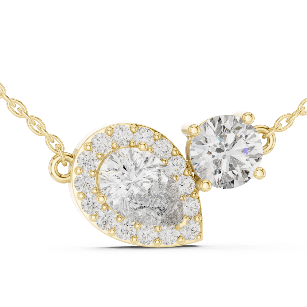 Pear Halo & Round Cut Lab Grown Diamond "Toi et Moi" Pendant