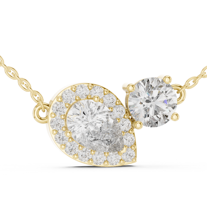 Pear Halo & Round Cut Lab Grown Diamond "Toi et Moi" Pendant