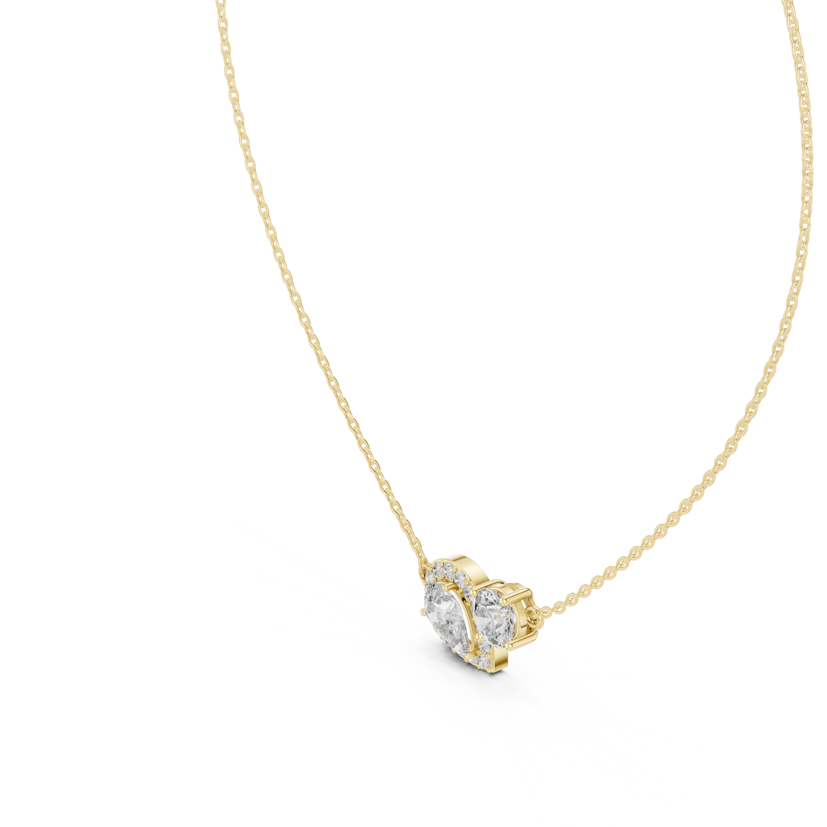 Pear Halo & Round Cut Lab Grown Diamond "Toi et Moi" Pendant