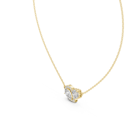 Pear Halo & Round Cut Lab Grown Diamond "Toi et Moi" Pendant
