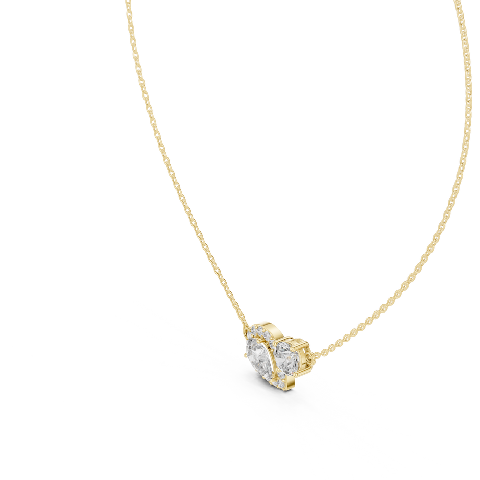 Pear Halo & Round Cut Lab Grown Diamond "Toi et Moi" Pendant