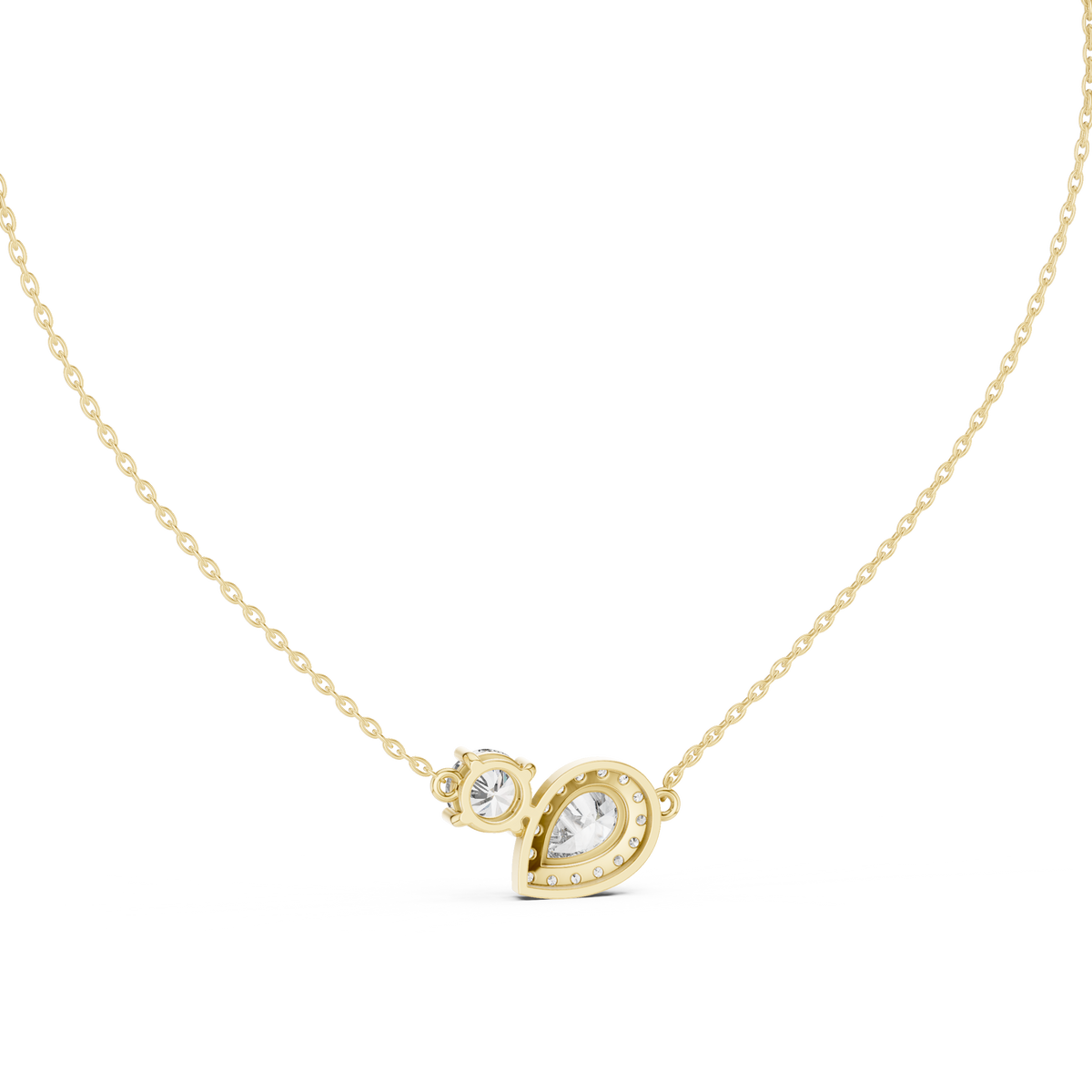 Pear Halo & Round Cut Lab Grown Diamond "Toi et Moi" Pendant