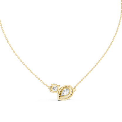 Pear Halo & Round Cut Lab Grown Diamond "Toi et Moi" Pendant