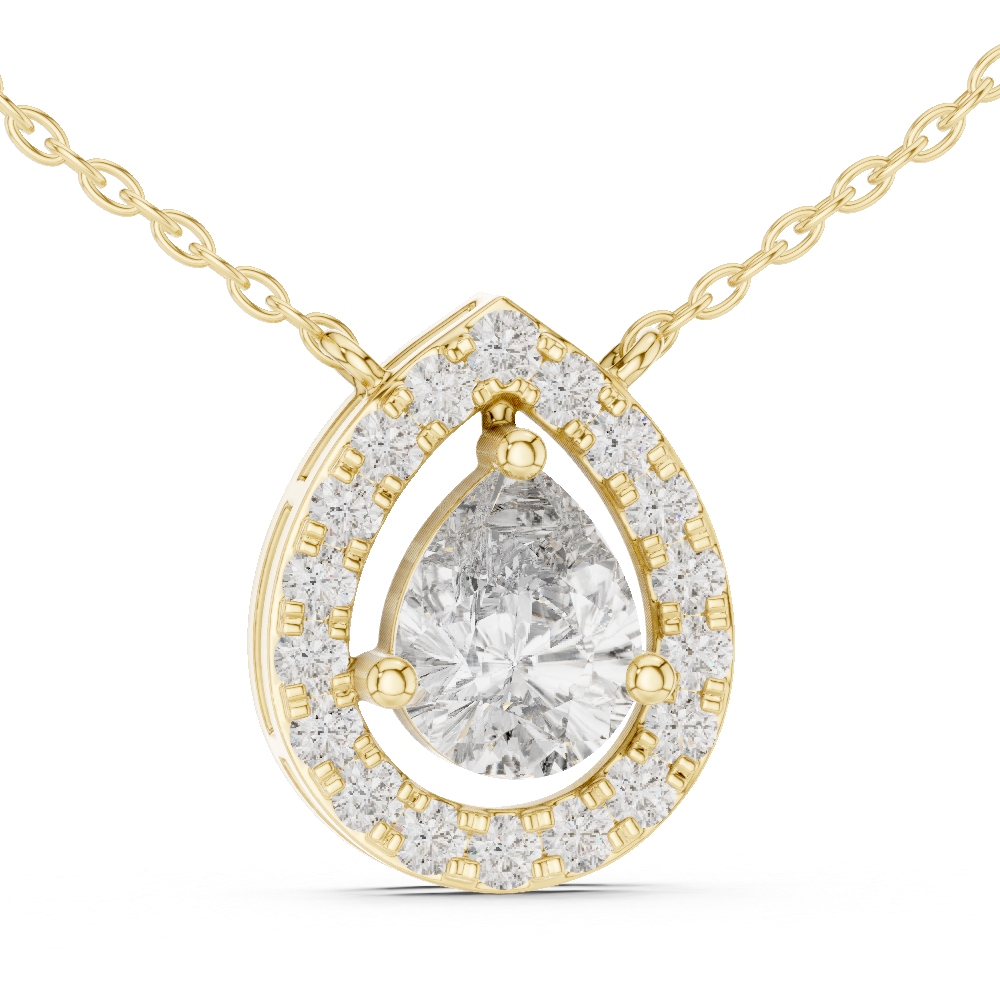 Pear Cut Lab Grown Diamond Floating Halo Pendant