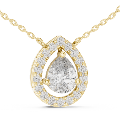 Pear Cut Lab Grown Diamond Floating Halo Pendant