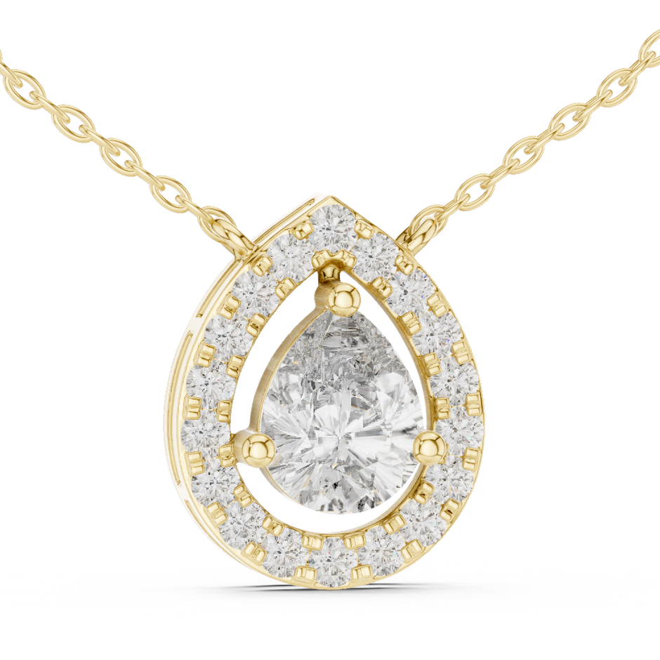 Pear Cut Lab Grown Diamond Floating Halo Pendant