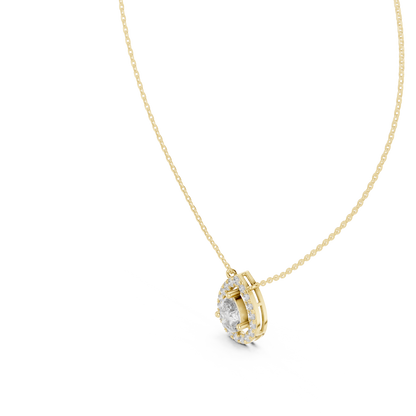 Pear Cut Lab Grown Diamond Floating Halo Pendant